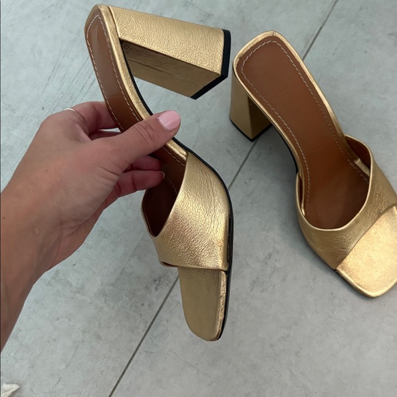 Staud Sloane Gold Heels - Picture 3 of 5